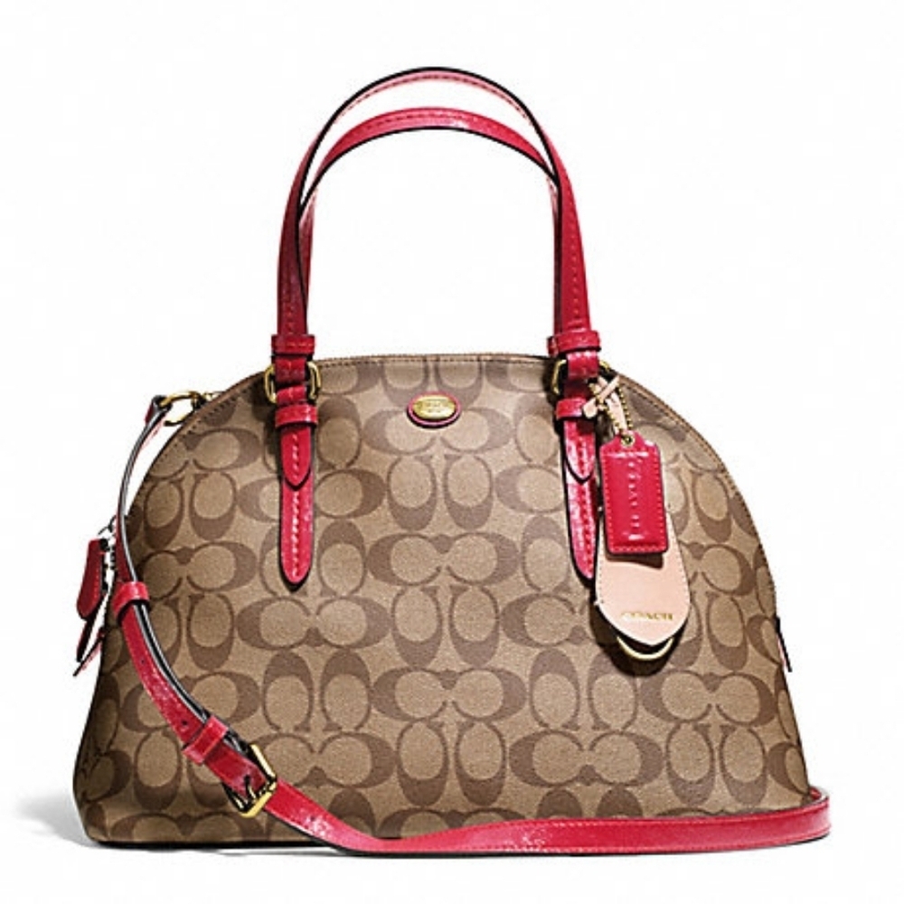 Coach Brown and Red Signature Handbag